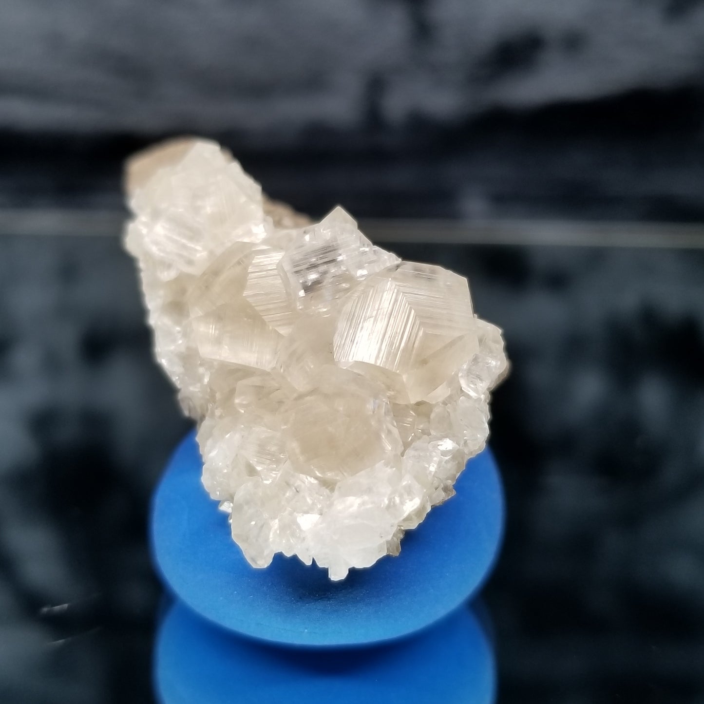 #33010 Super clear Nailhead Spar Calcite cluster, Chalcopyrite ore and multiple small fossils in the matrix