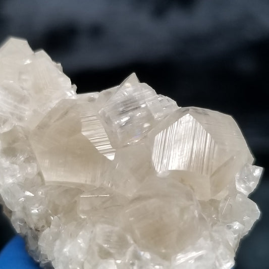 #33010 Super clear Nailhead Spar Calcite cluster, Chalcopyrite ore and multiple small fossils in the matrix