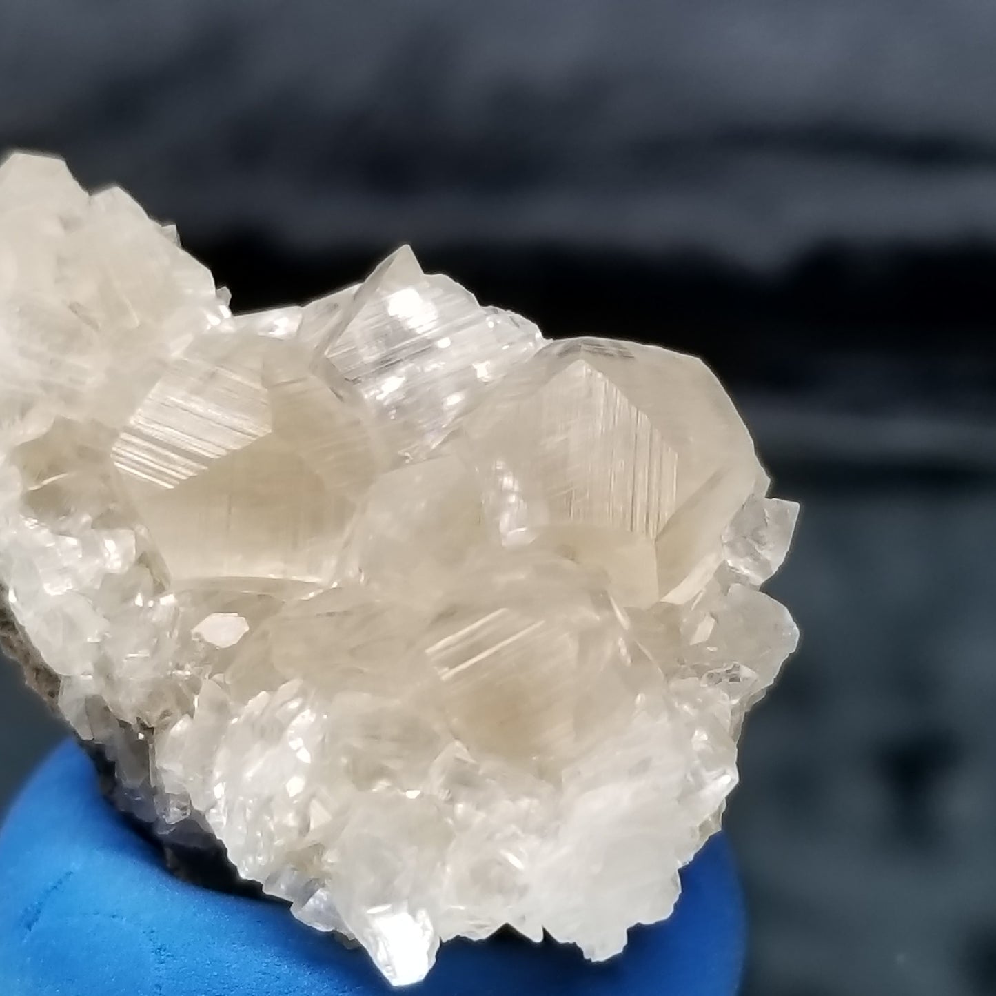 #33010 Super clear Nailhead Spar Calcite cluster, Chalcopyrite ore and multiple small fossils in the matrix