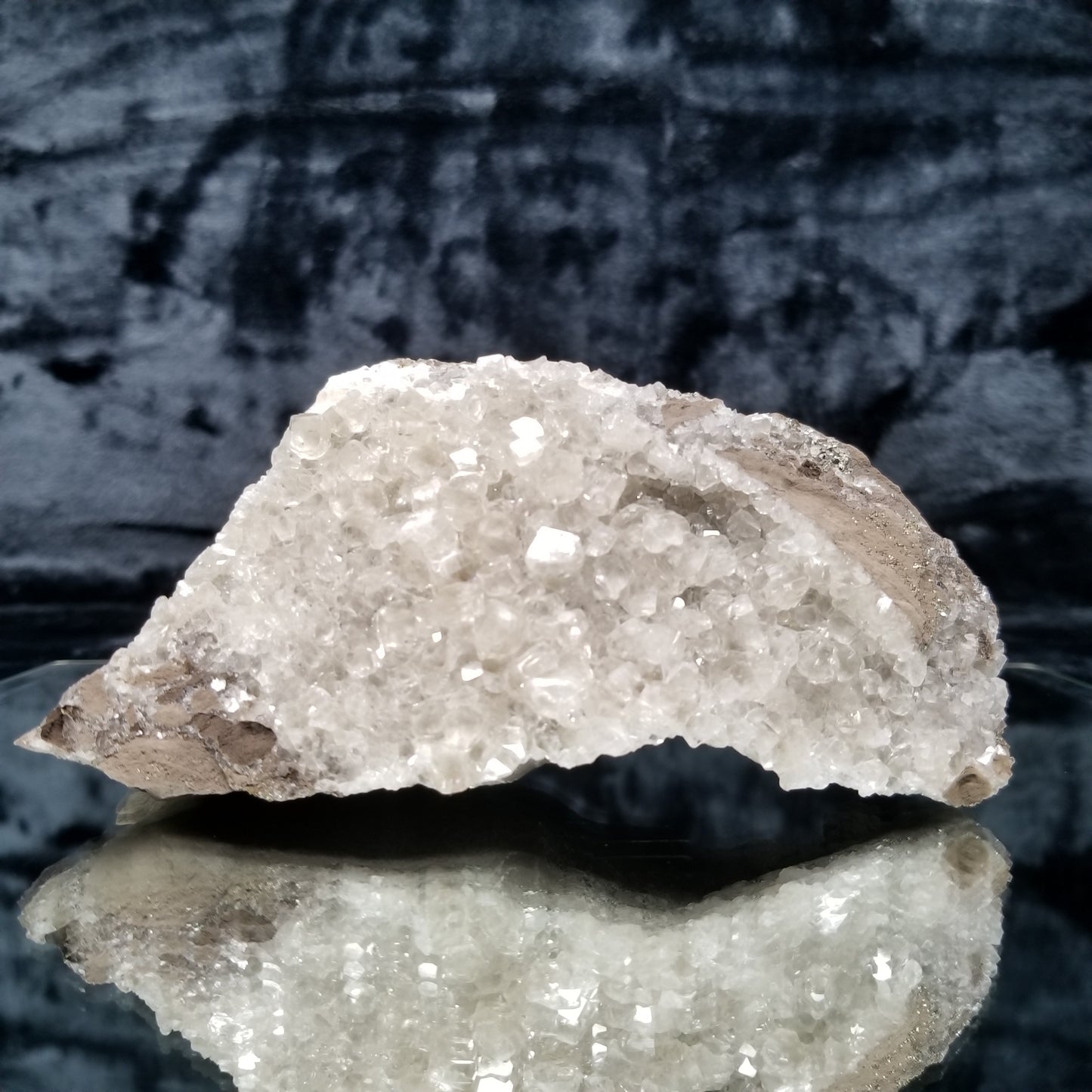 #33011 Super clear Nailhead Spar Calcite cluster, Chalcopyrite ore and multiple small fossils in the matrix