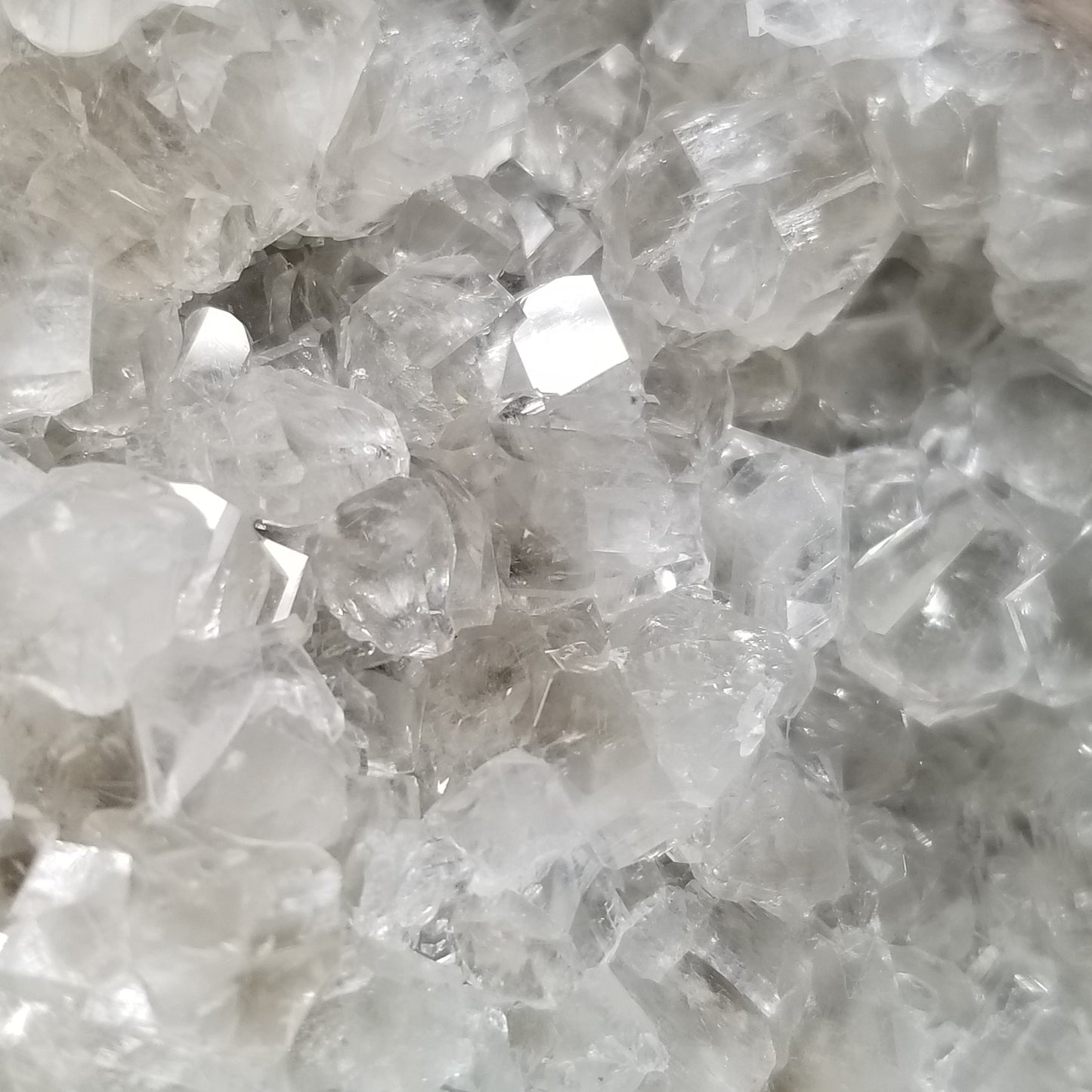 #33011 Super clear Nailhead Spar Calcite cluster, Chalcopyrite ore and multiple small fossils in the matrix