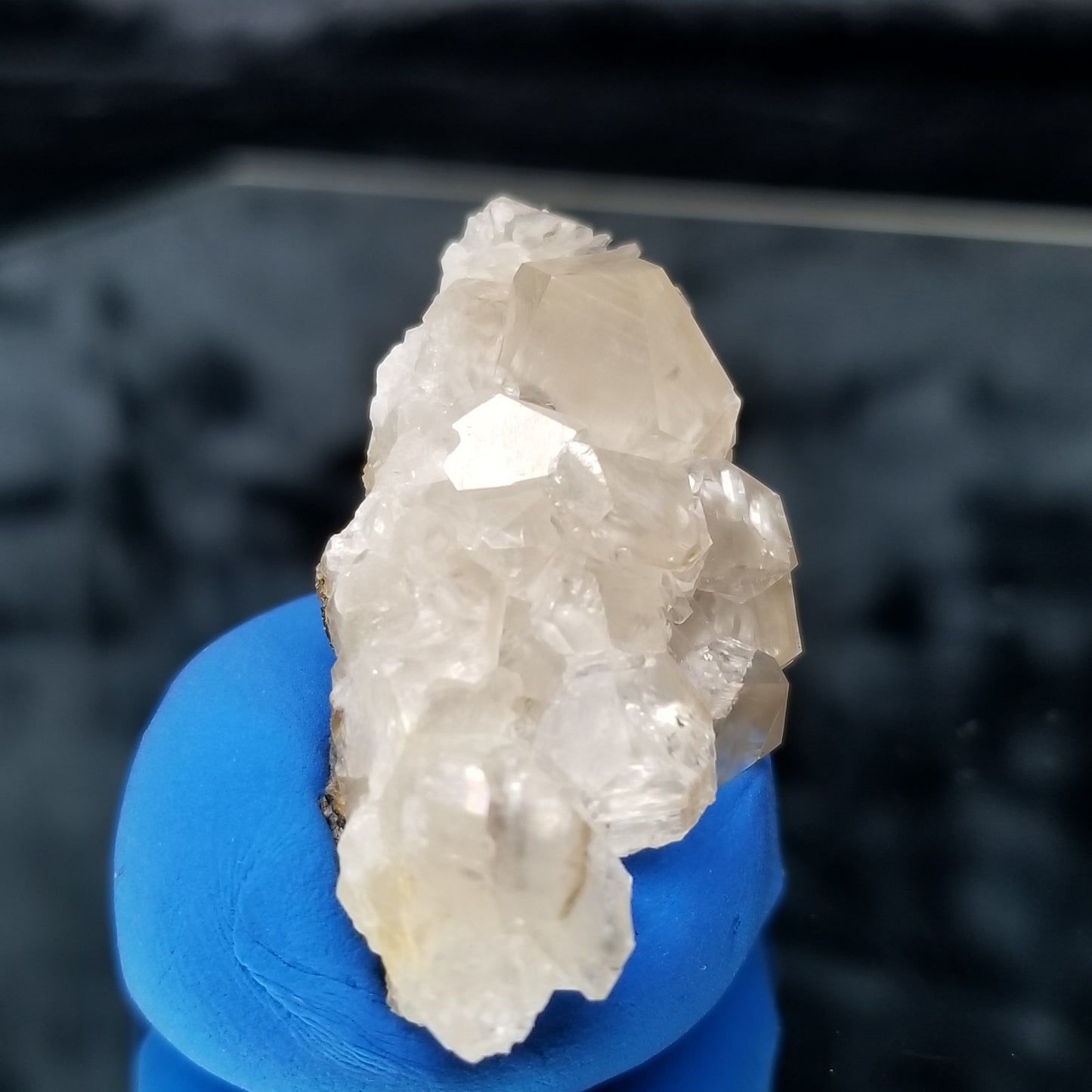 #33015 Super clear Nailhead Spar Calcite cluster, Chalcopyrite ore and multiple small fossils in the matrix