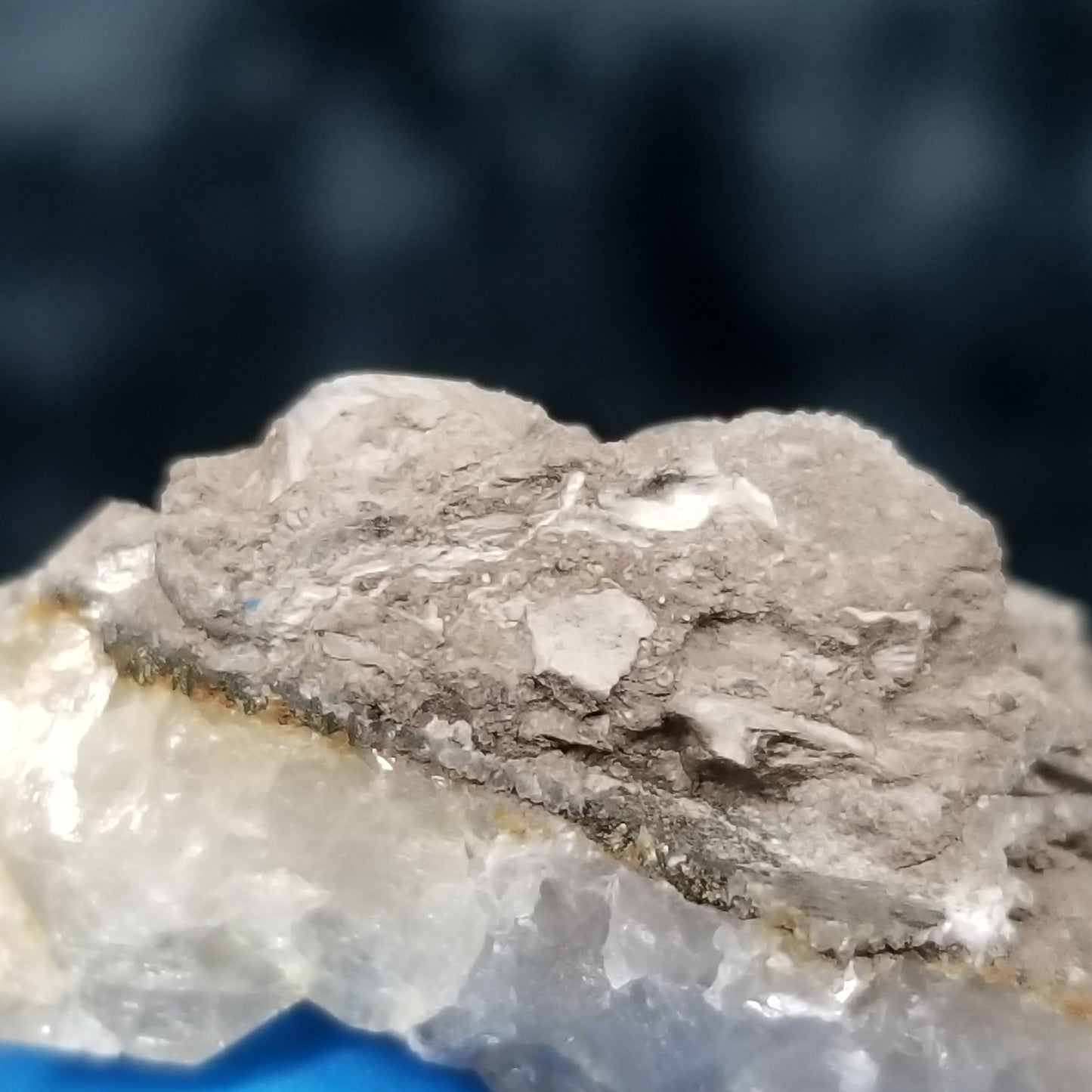 #33015 Super clear Nailhead Spar Calcite cluster, Chalcopyrite ore and multiple small fossils in the matrix