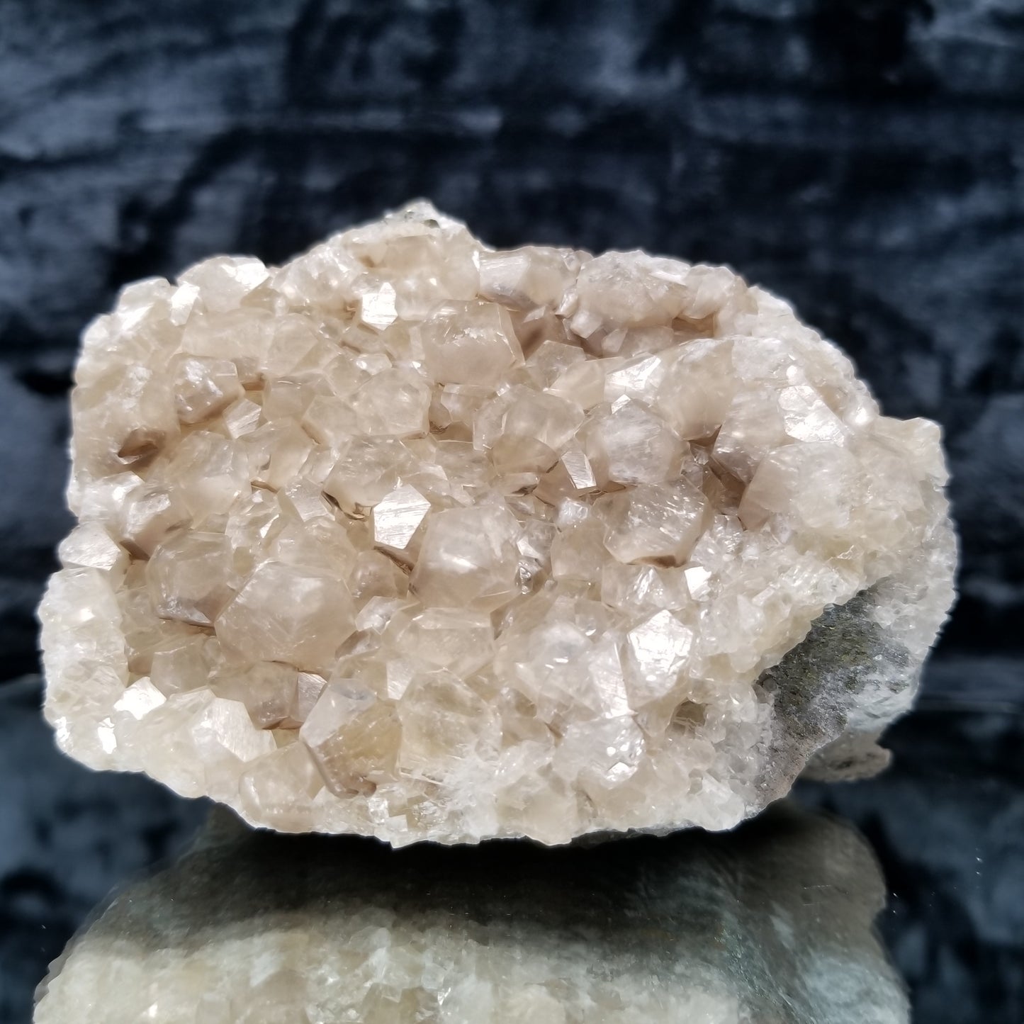 #33012 Clear Nailhead Spar Calcite cluster, Chalcopyrite ore and multiple small fossils in the matrix