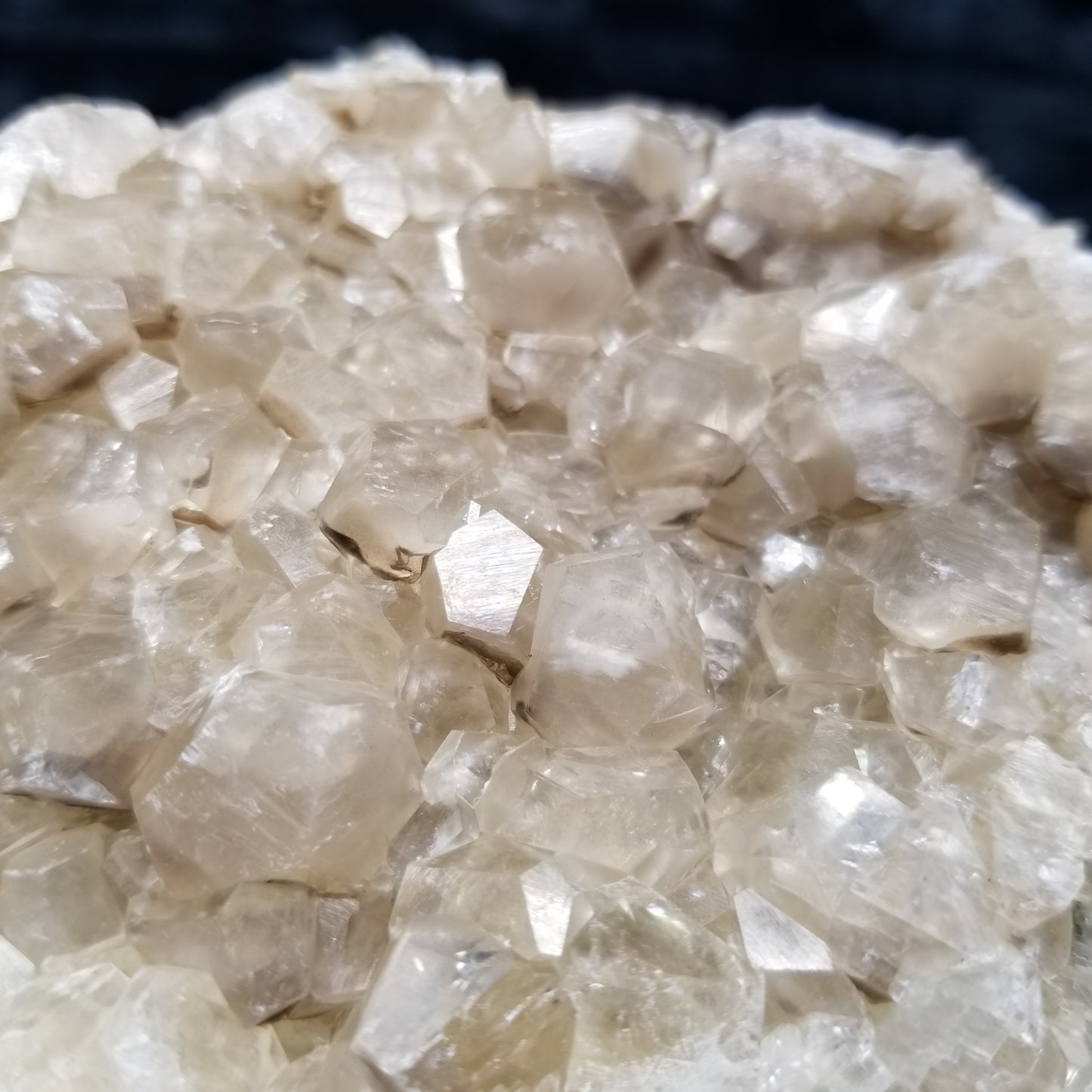 #33012 Clear Nailhead Spar Calcite cluster, Chalcopyrite ore and multiple small fossils in the matrix