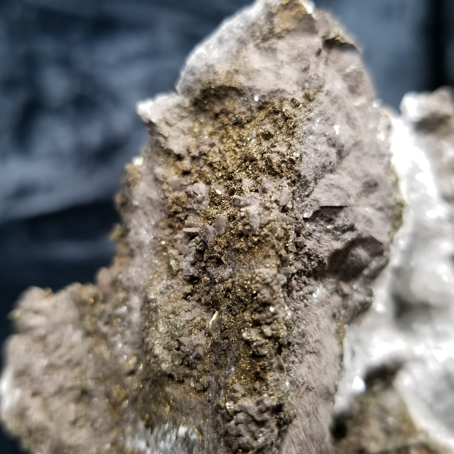 #33016 Super clear Nailhead Spar Calcite and Dogtooth Spar Calcite geode, Chalcopyrite ore and multiple small fossils in the matrix