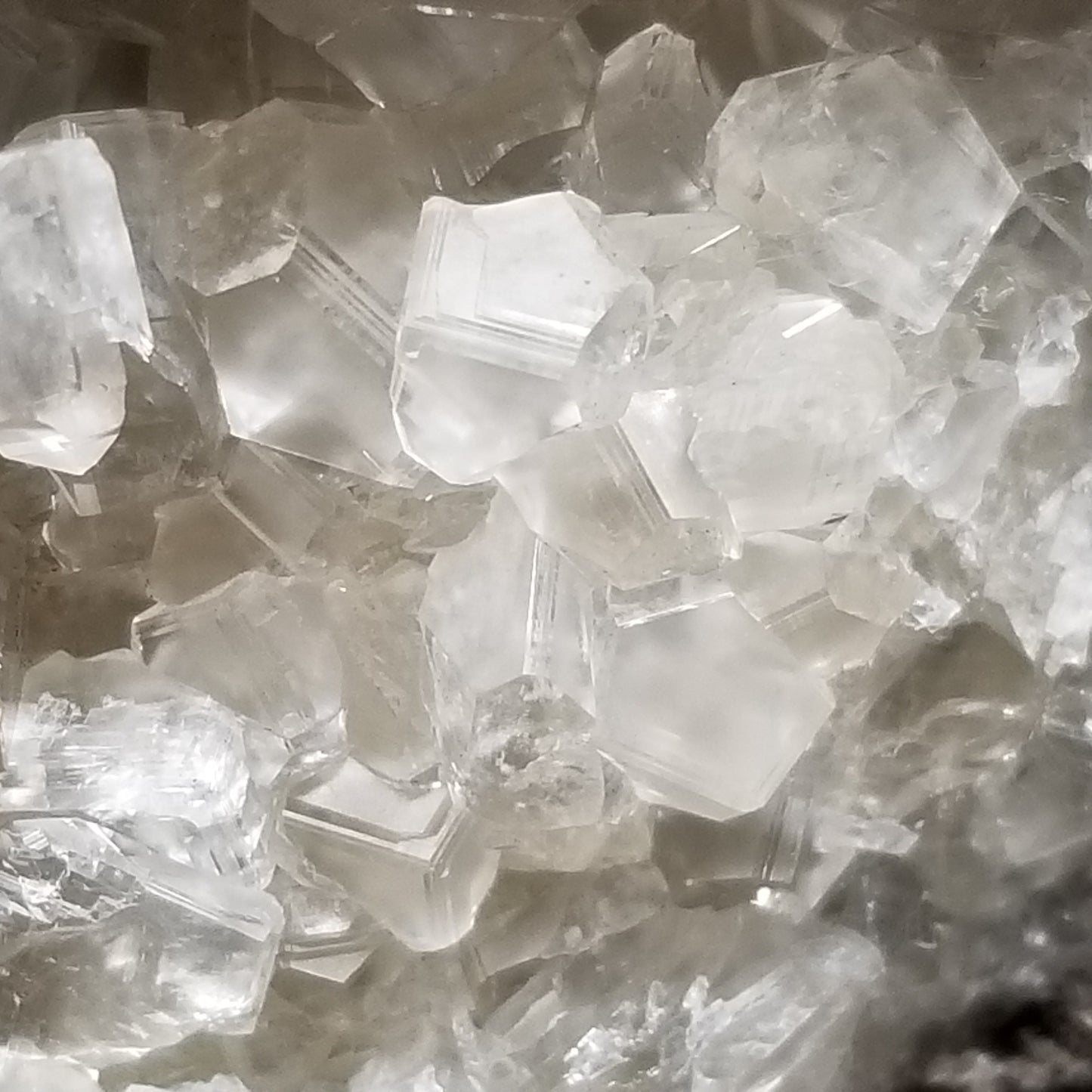 #33018 Super clear Nailhead Spar Calcite cluster, Chalcopyrite ore and multiple small fossils in the matrix