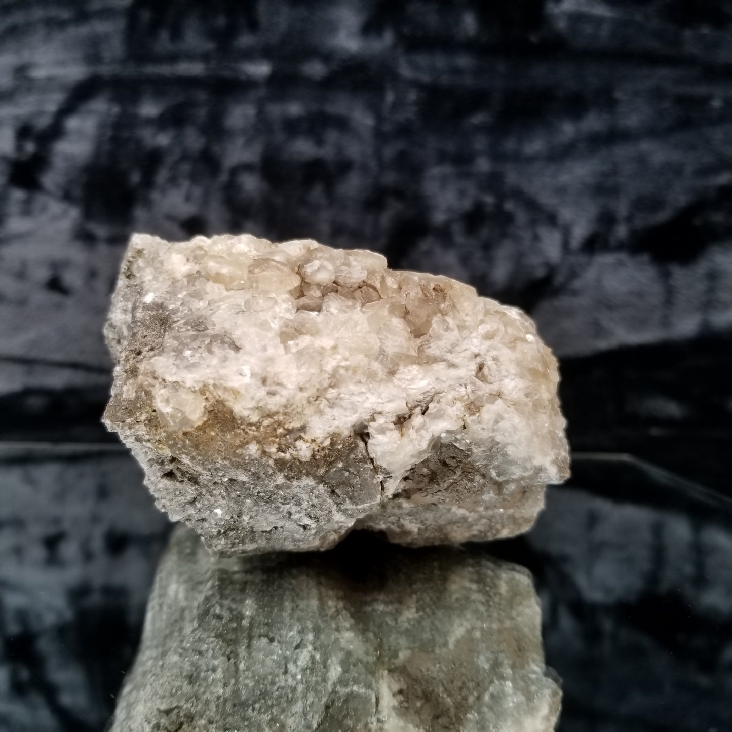 #33019-B Super clear Nailhead Spar Calcite cluster, Chalcopyrite ore and multiple small fossils in the matrix