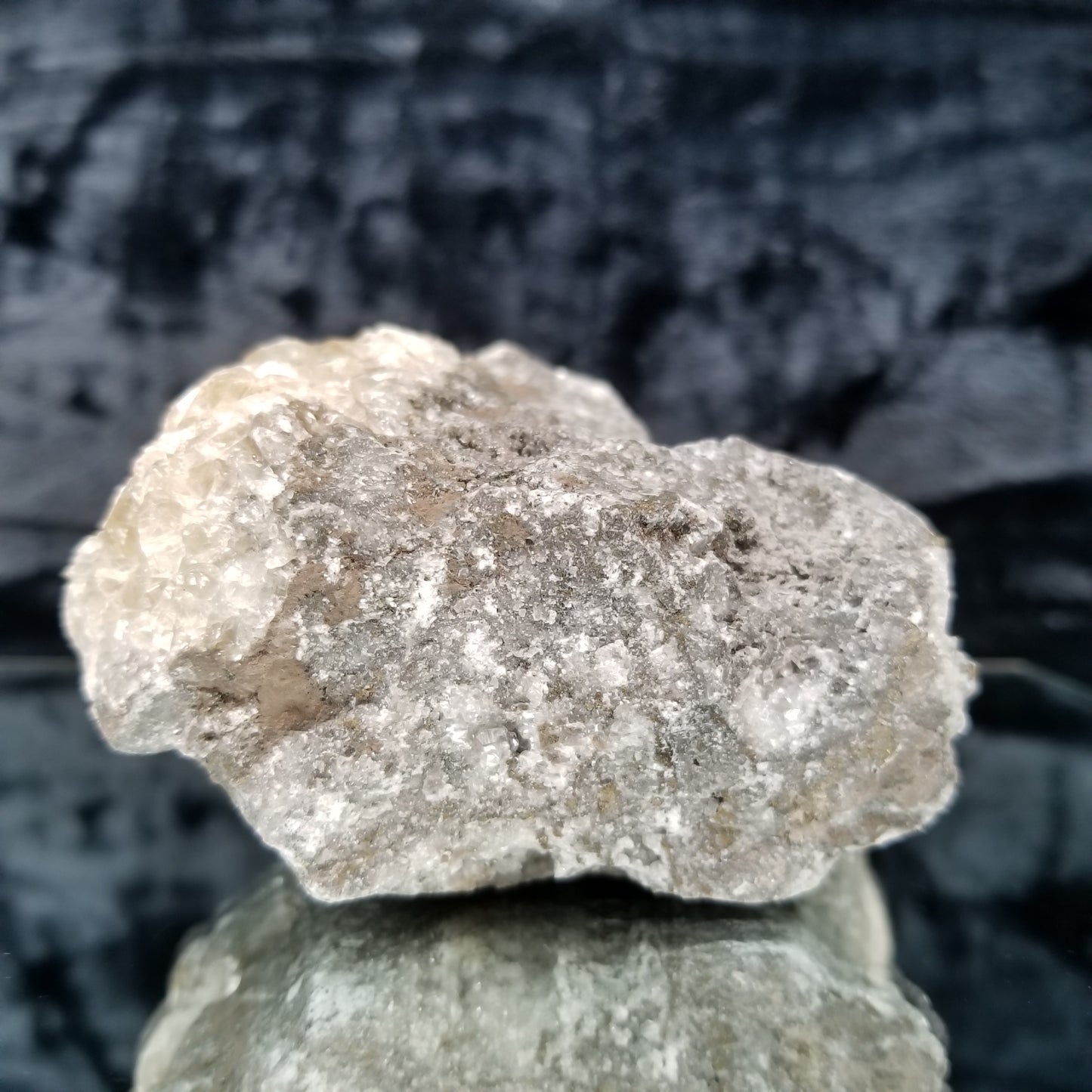 #33019-B Super clear Nailhead Spar Calcite cluster, Chalcopyrite ore and multiple small fossils in the matrix