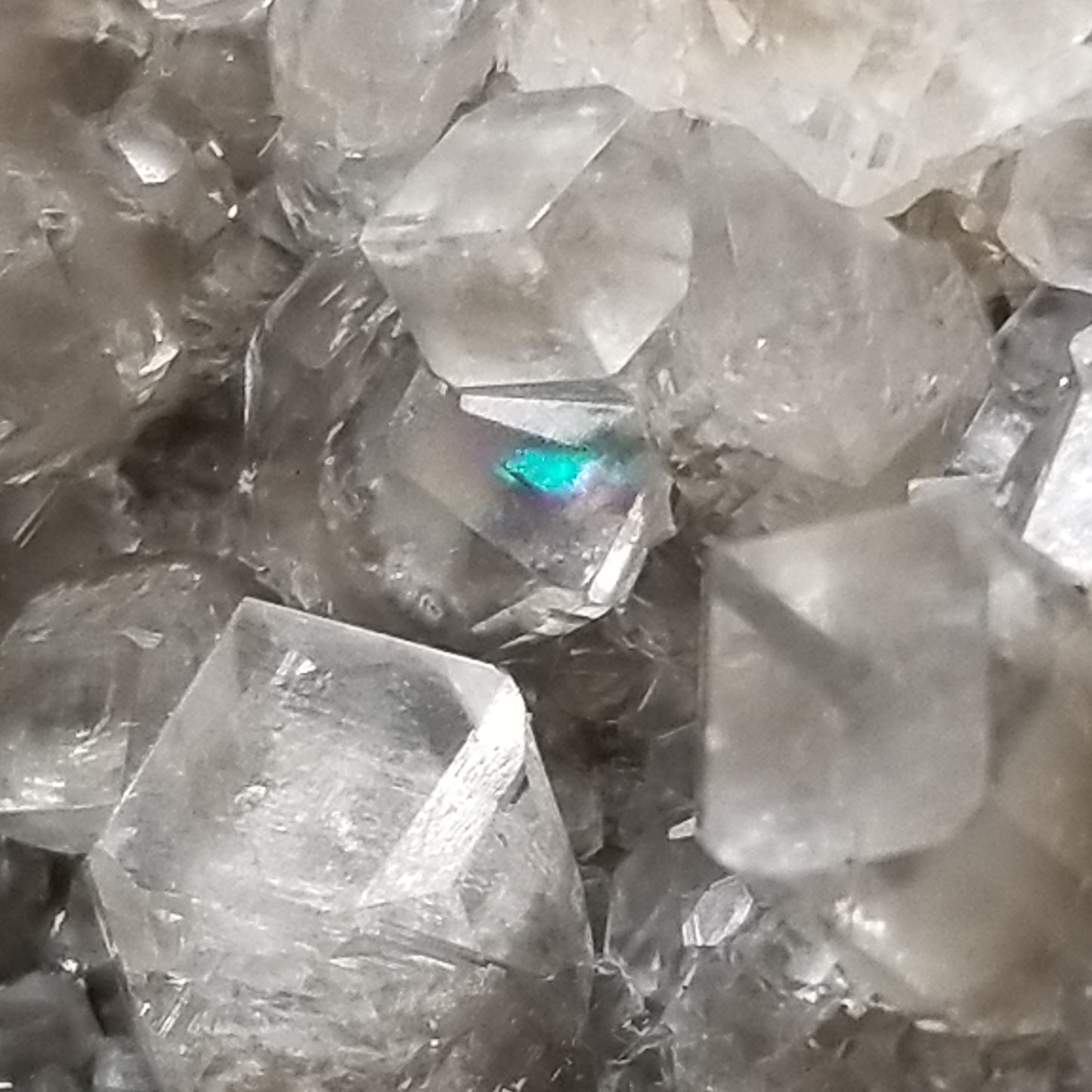 #33023 Super clear Nailhead Spar Calcite goede, Chalcopyrite ore and multiple small fossils in the matrix