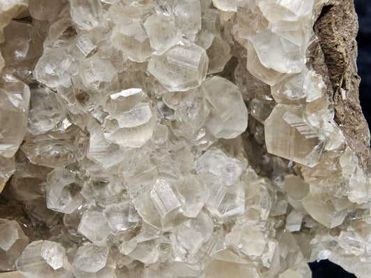 #33040 Super clear Nailhead Spar Calcite cluster, Chalcopyrite ore and multiple small fossils in the matrix