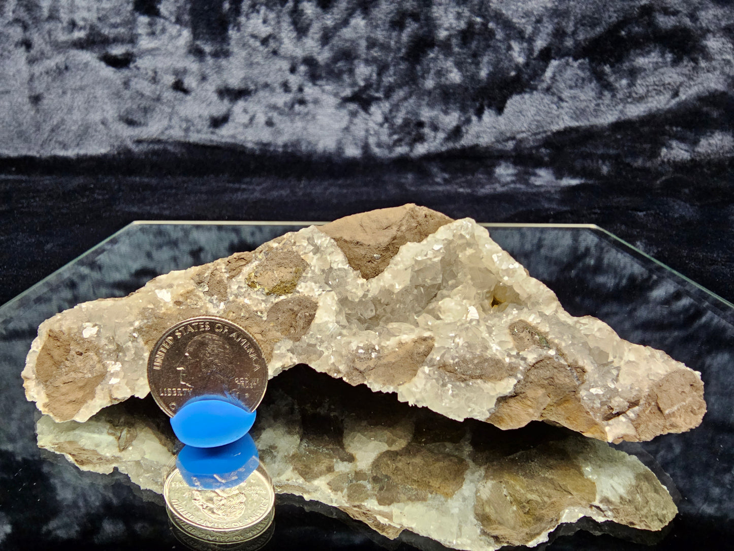 #33048 Super clear Nailhead Spar Calcite cluster, Chalcopyrite ore and multiple small fossils in the matrix