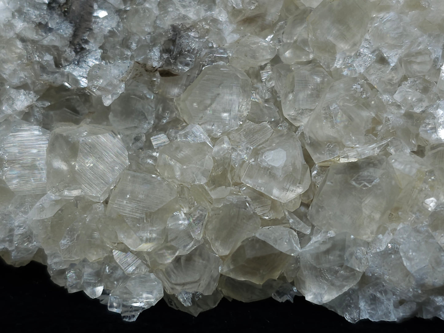 #33068 Super clear Nailhead Spar Calcite cluster, Chalcopyrite ore and multiple small fossils in the matrix