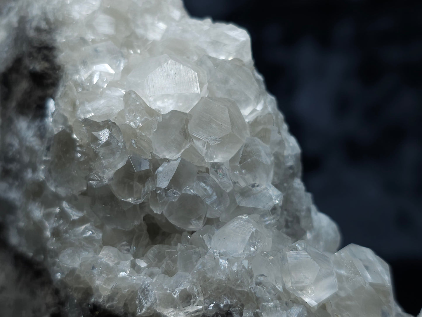 #33085 Super clear Nailhead Spar Calcite cluster, Chalcopyrite ore and multiple small fossils in the matrix