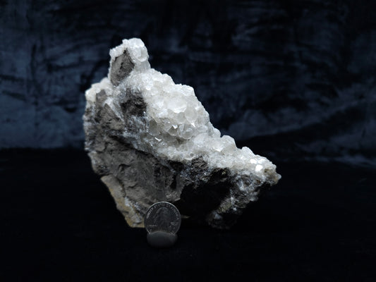 #33085 Super clear Nailhead Spar Calcite cluster, Chalcopyrite ore and multiple small fossils in the matrix