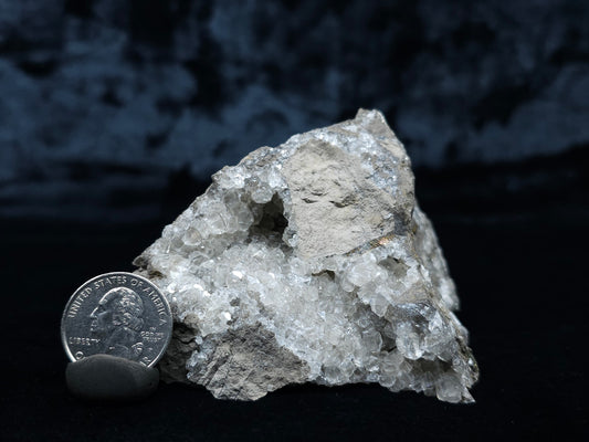 #33050 Super clear Nailhead Spar Calcite small geode, Chalcopyrite ore and multiple small fossils in the matrix