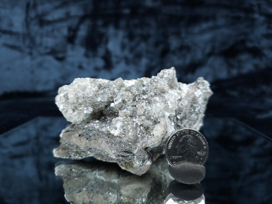 #33057 Super clear Nailhead Spar Calcite small geode, Chalcopyrite ore and multiple small fossils in the matrix