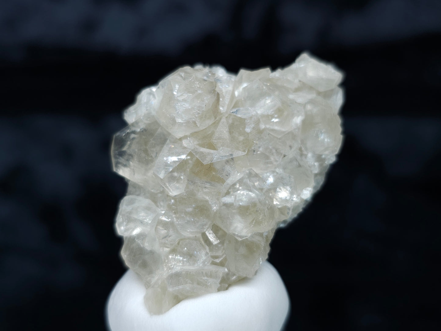 #33058 Super clear Nailhead Spar Calcite cluster, Chalcopyrite ore and multiple small fossils in the matrix