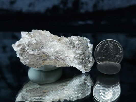#33062 Super clear Nailhead Spar Calcite cluster, Chalcopyrite ore and multiple small fossils in the matrix