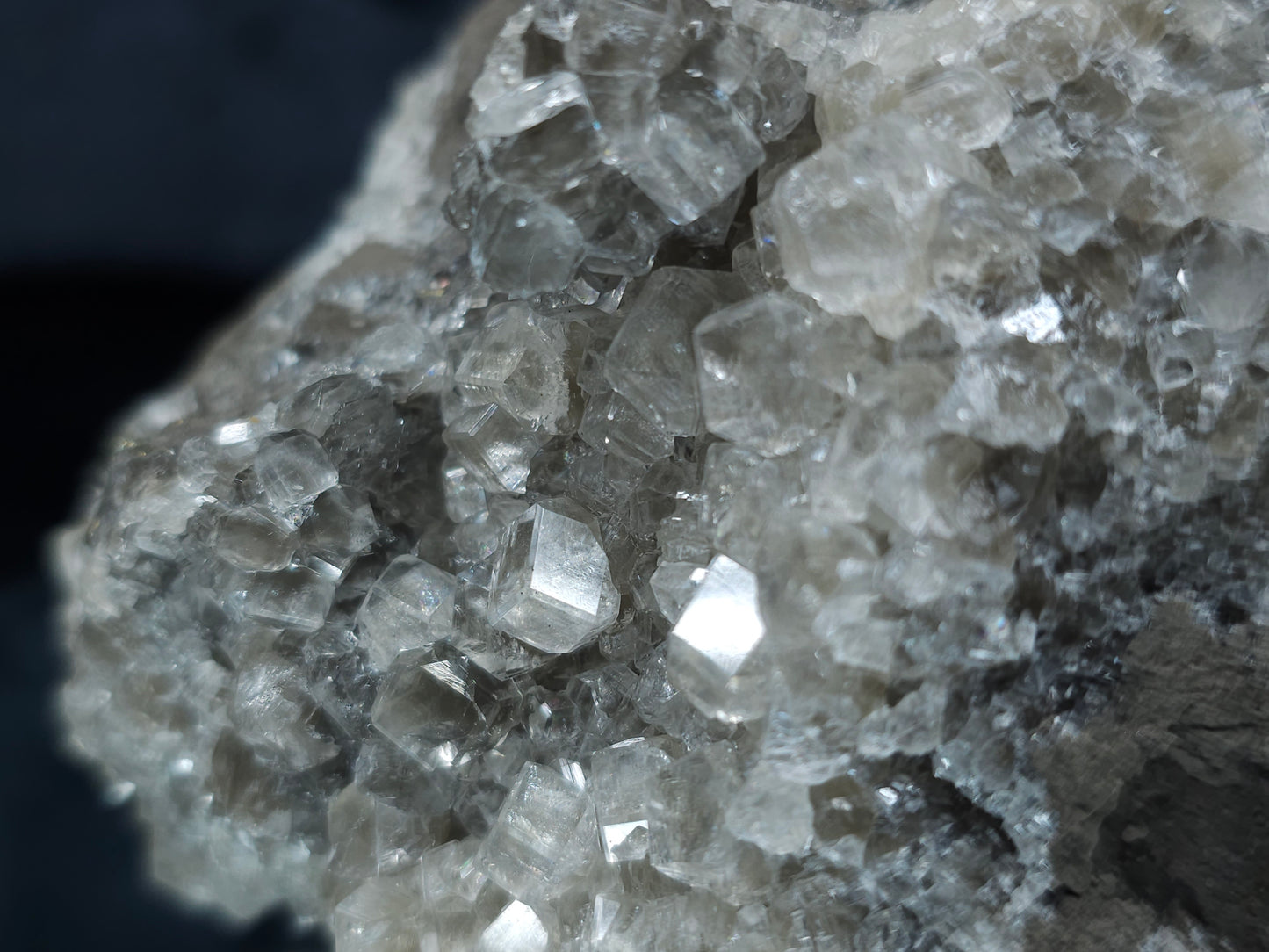 #33066 Super clear Nailhead Spar Calcite cluster, Chalcopyrite ore and multiple small fossils in the matrix