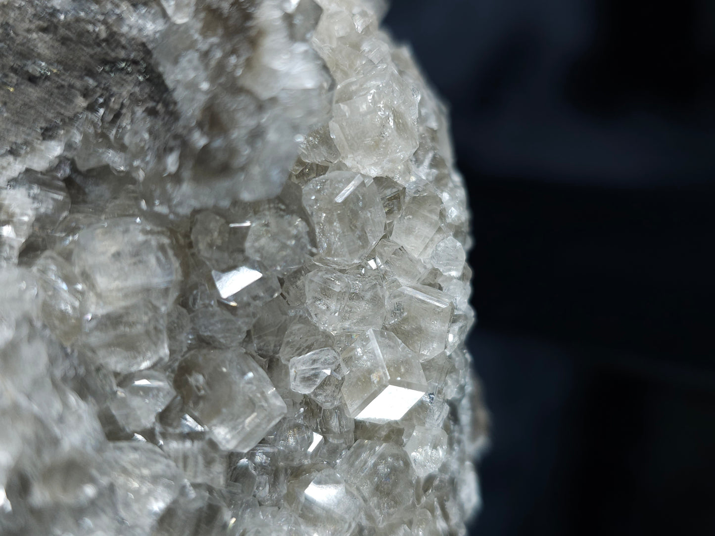 #33066 Super clear Nailhead Spar Calcite cluster, Chalcopyrite ore and multiple small fossils in the matrix
