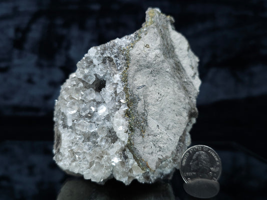 #33066 Super clear Nailhead Spar Calcite cluster, Chalcopyrite ore and multiple small fossils in the matrix