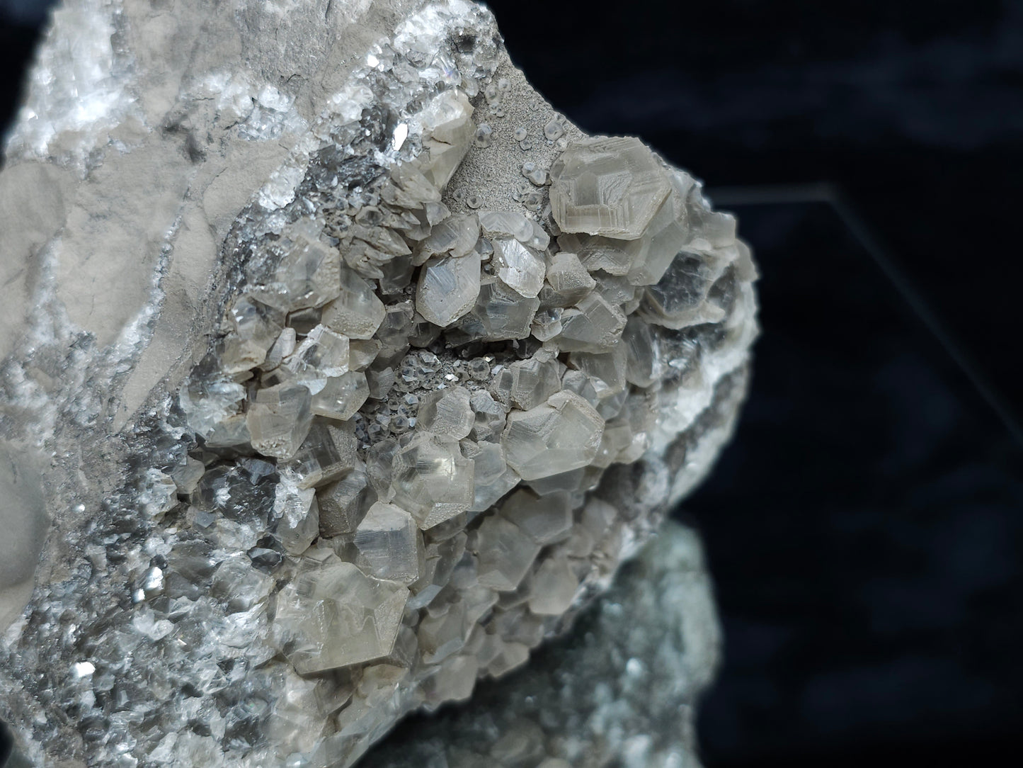 #33086 Phantom Nailhead Spar Calcite cluster, Chalcopyrite ore and multiple small fossils in the matrix