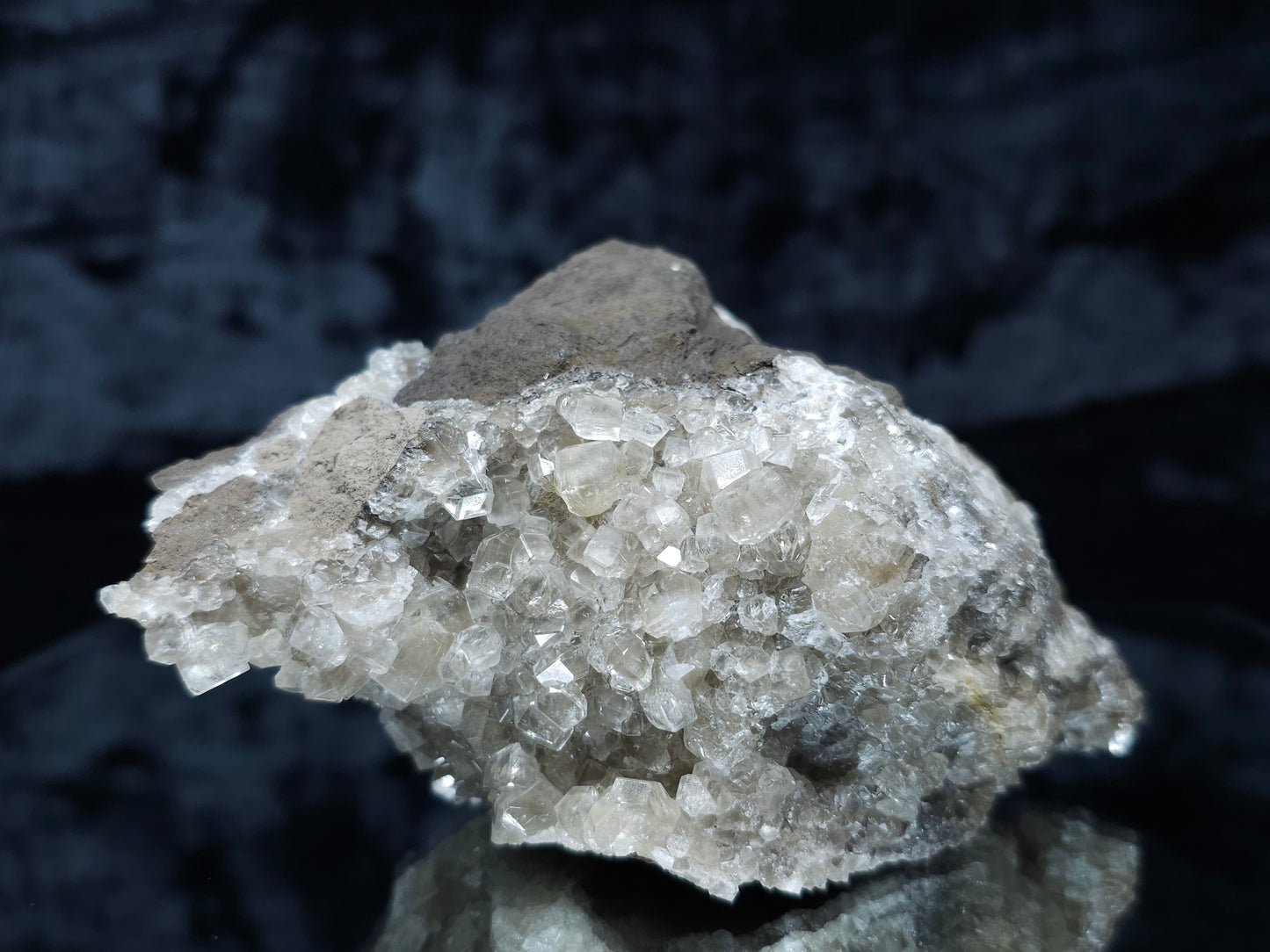 #33091 Super clear Nailhead Spar Calcite cluster, Chalcopyrite ore and multiple small fossils in the matrix