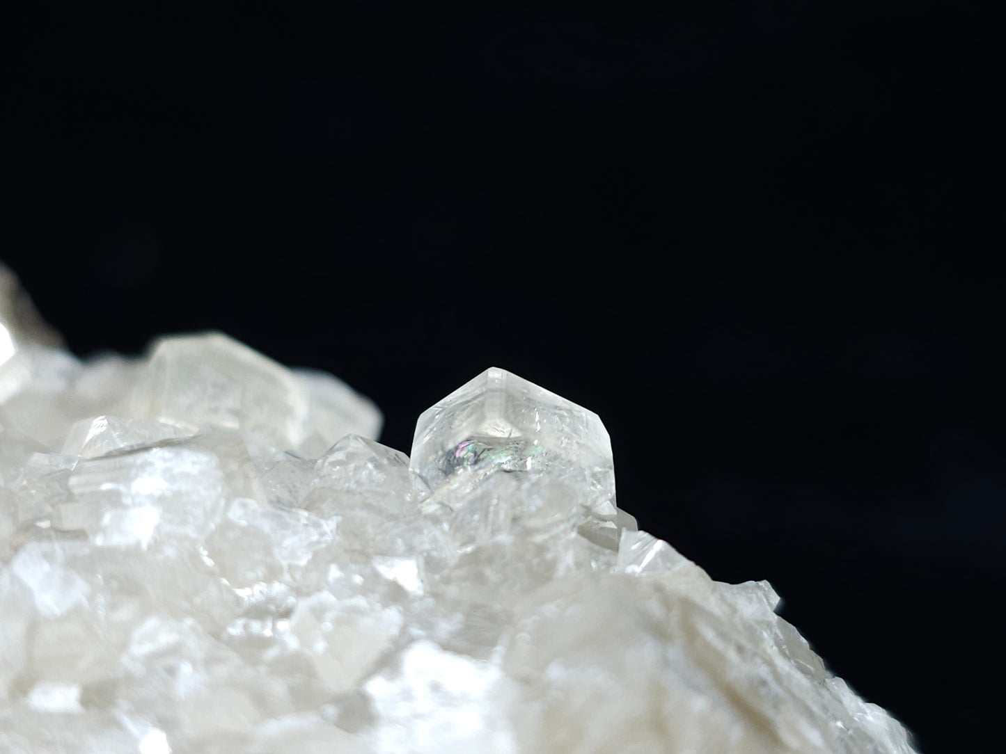 #33091 Super clear Nailhead Spar Calcite cluster, Chalcopyrite ore and multiple small fossils in the matrix