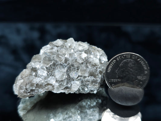 #33105 Super clear Nailhead Spar Calcite cluster with Chalcopyrite ore and multiple small fossils in the matrix