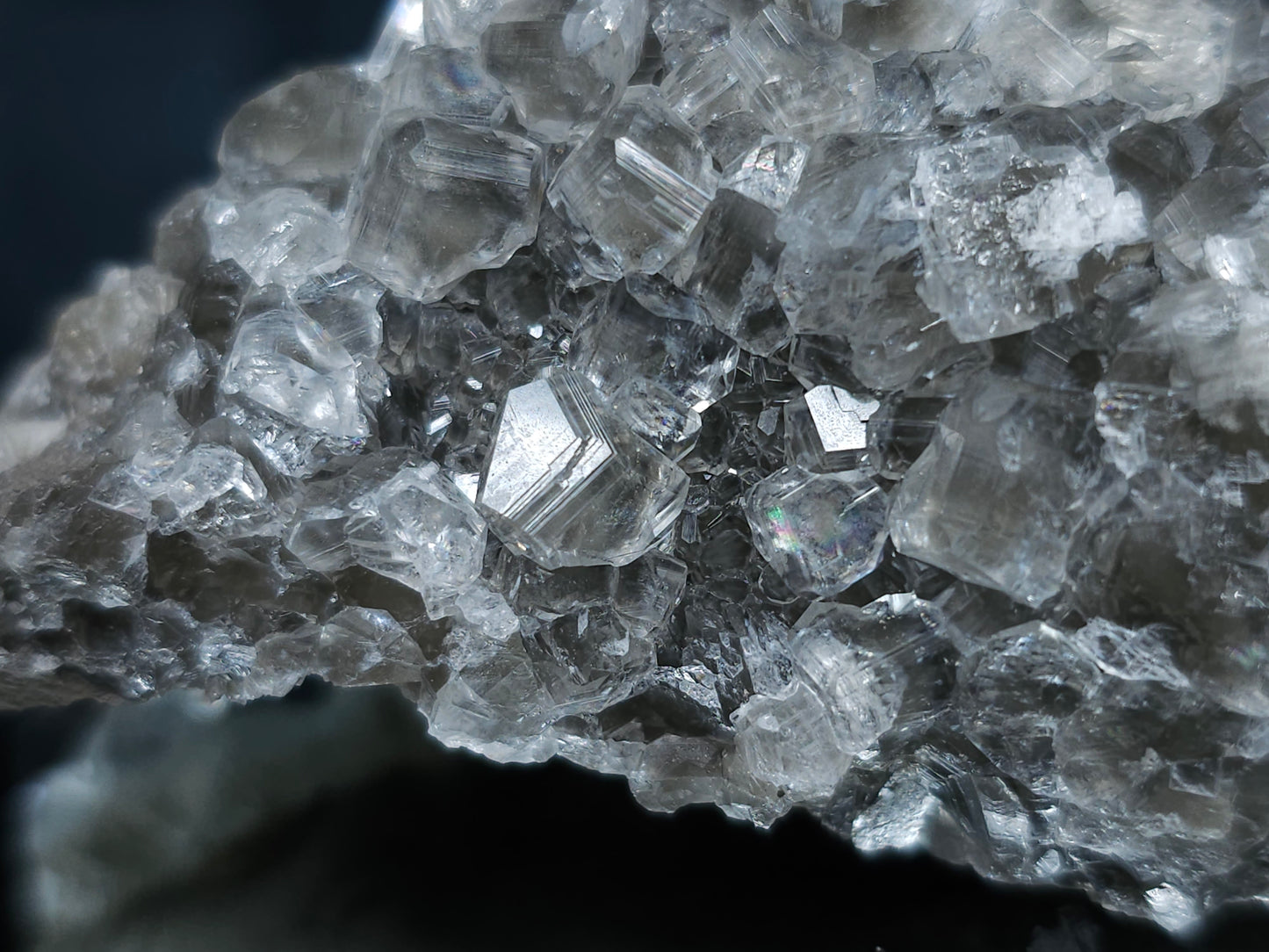 #33105 Super clear Nailhead Spar Calcite cluster with Chalcopyrite ore and multiple small fossils in the matrix