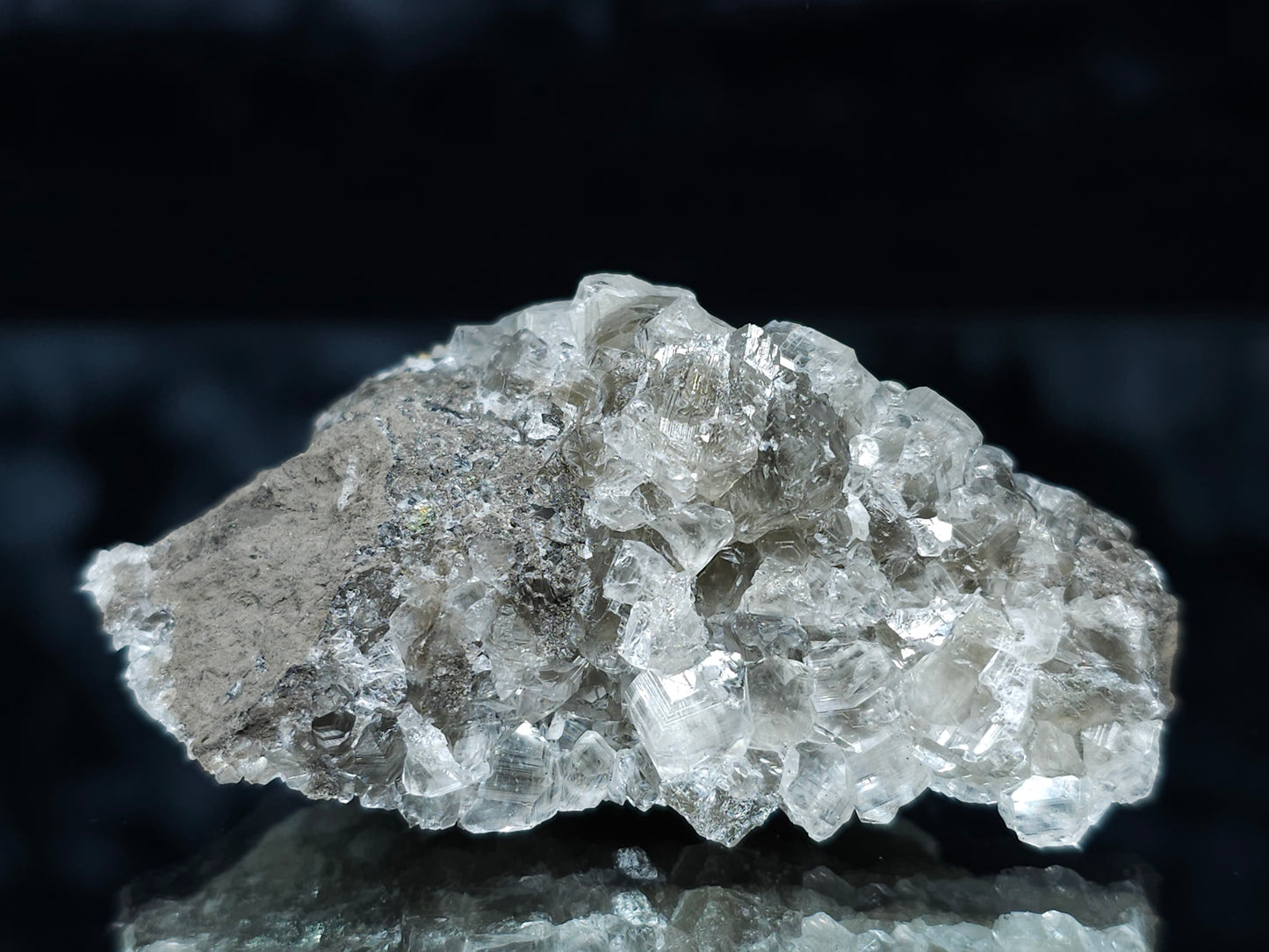 #33105 Super clear Nailhead Spar Calcite cluster with Chalcopyrite ore and multiple small fossils in the matrix