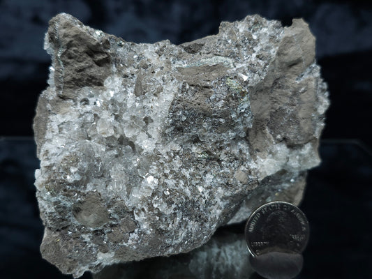 #33092 Super clear Nailhead Spar Calcite cluster, Chalcopyrite ore and multiple small fossils in the matrix