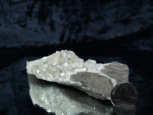 #33108 Super clear Nailhead Spar Calcite cluster with Chalcopyrite ore and multiple small fossils in the matrix