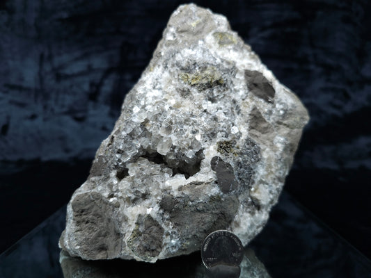 #33019 Super clear Nailhead Spar Calcite geode with Chalcopyrite ore and multiple small fossils in the matrix