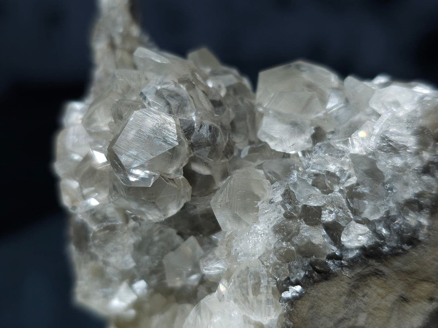 #33099 Super clear Nailhead Spar Calcite cluster, Chalcopyrite ore and multiple small fossils in the matrix