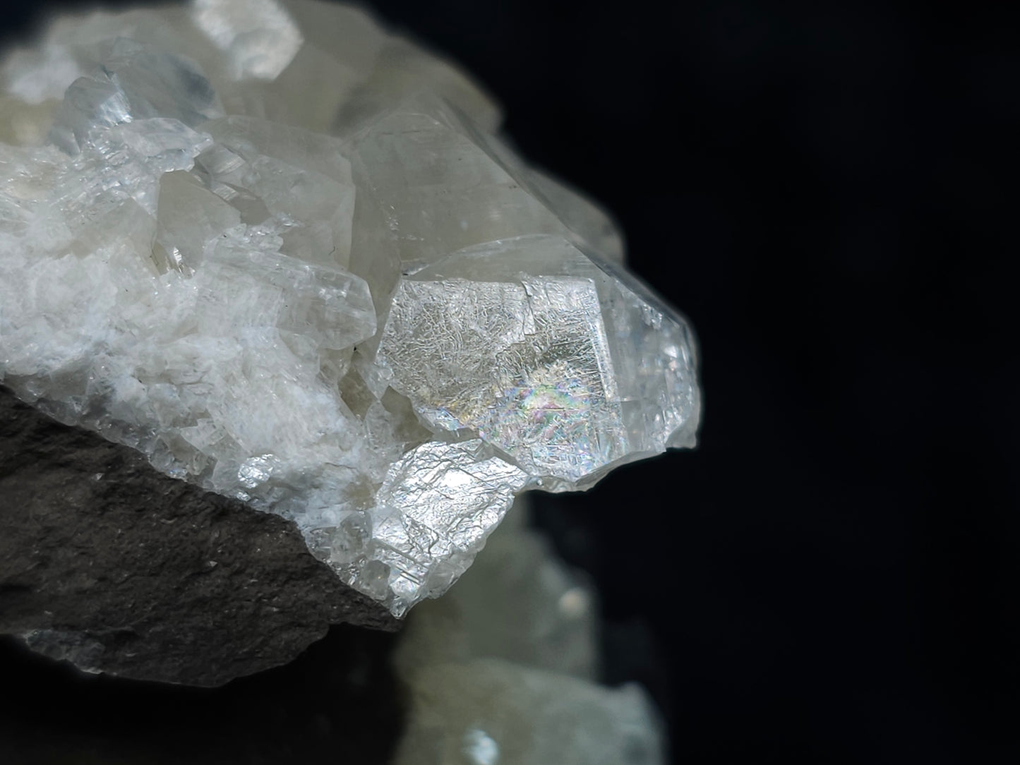 #33098 Super clear Nailhead Spar Calcite cluster, Chalcopyrite ore and multiple small fossils in the matrix