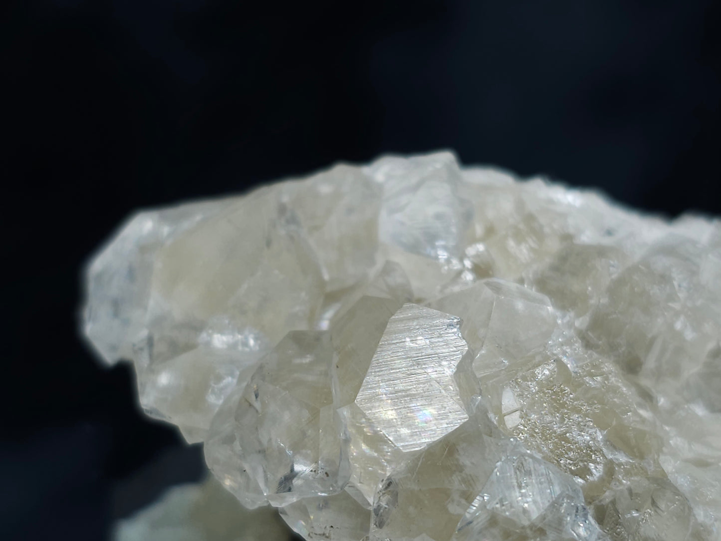 #33098 Super clear Nailhead Spar Calcite cluster, Chalcopyrite ore and multiple small fossils in the matrix