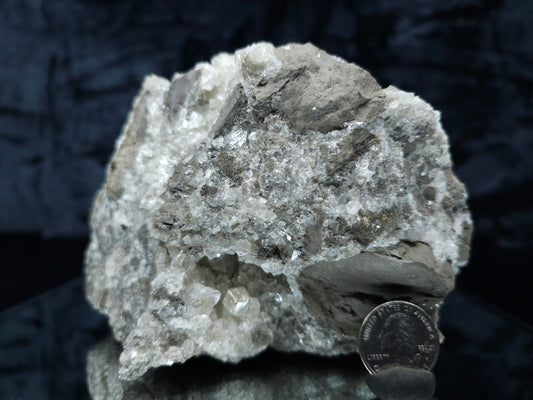 #33101 Super clear Nailhead Spar Calcite geode, Chalcopyrite ore and multiple small fossils in the matrix