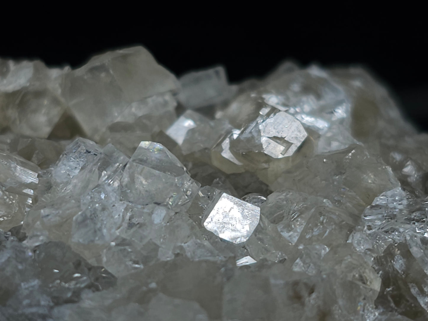 #33102 Super clear Nailhead Spar Calcite geode, Chalcopyrite ore and multiple small fossils in the matrix