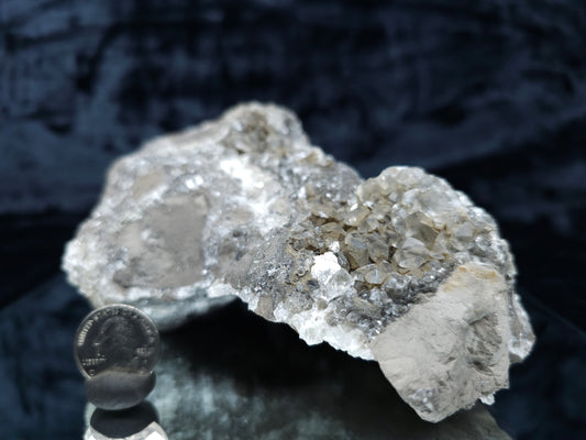 #33067 Super clear Nailhead Spar Calcite cluster, Chalcopyrite ore and multiple small fossils in the matrix
