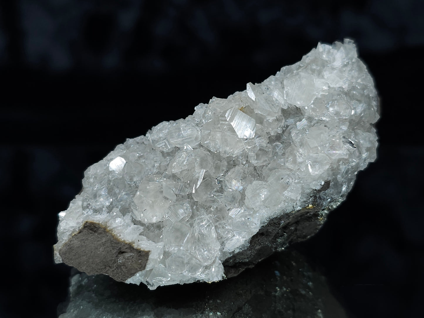 #33116 Super clear Nailhead Spar Calcite cluster with Chalcopyrite ore and multiple small fossils in the matrix