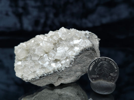 #33115 Super clear Nailhead Spar Calcite cluster with Chalcopyrite ore and multiple small fossils in the matrix