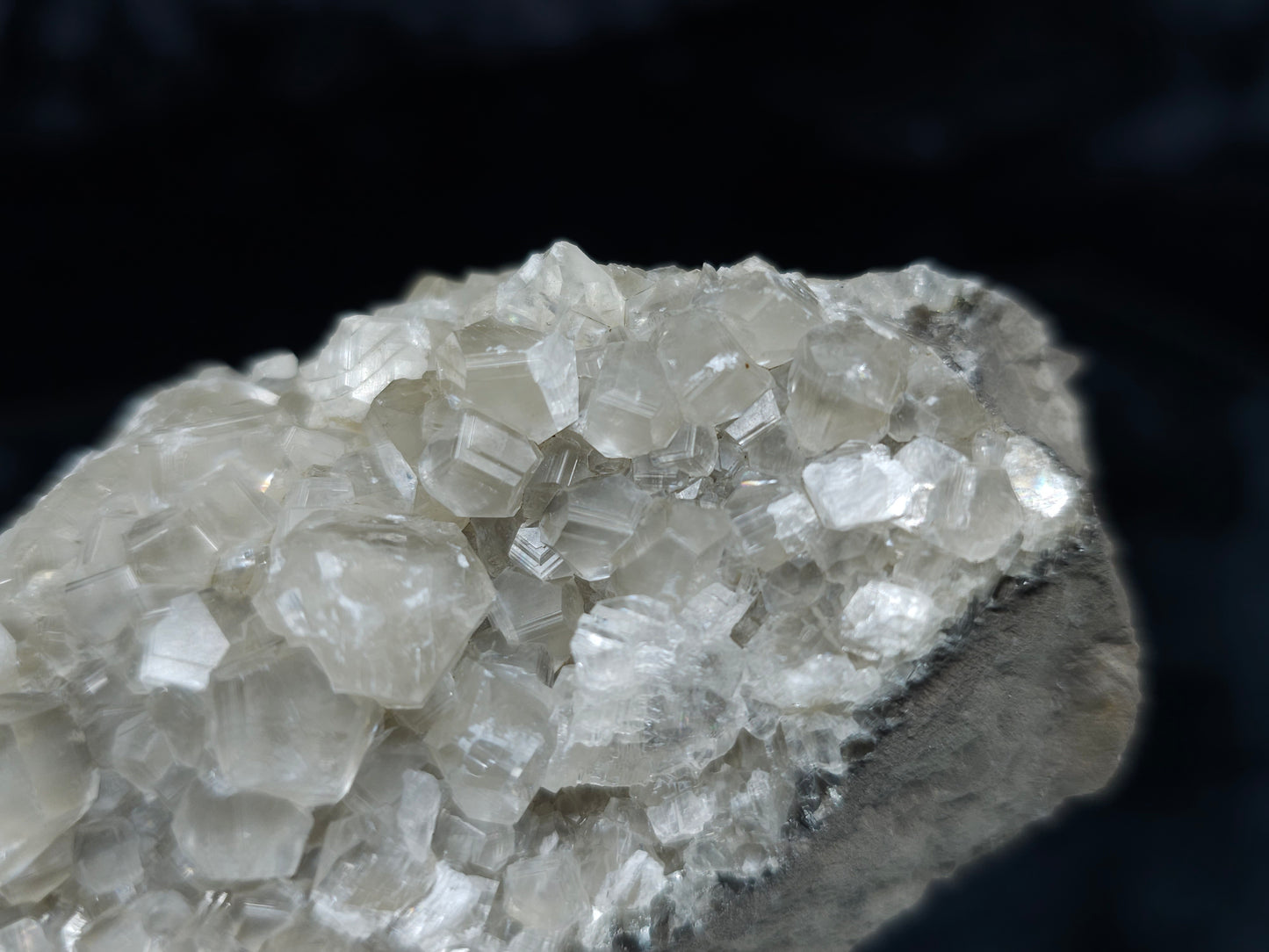 #33115 Super clear Nailhead Spar Calcite cluster with Chalcopyrite ore and multiple small fossils in the matrix
