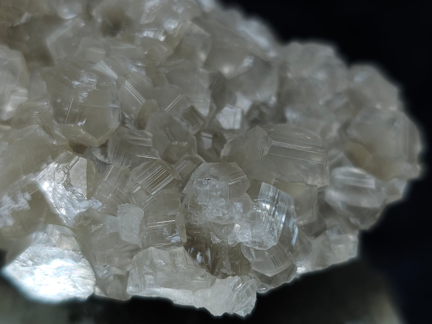 #33115 Super clear Nailhead Spar Calcite cluster with Chalcopyrite ore and multiple small fossils in the matrix