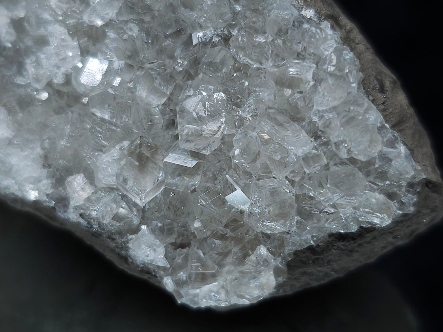 #33117 Super clear Nailhead Spar Calcite cluster with Chalcopyrite ore and multiple small fossils in the matrix