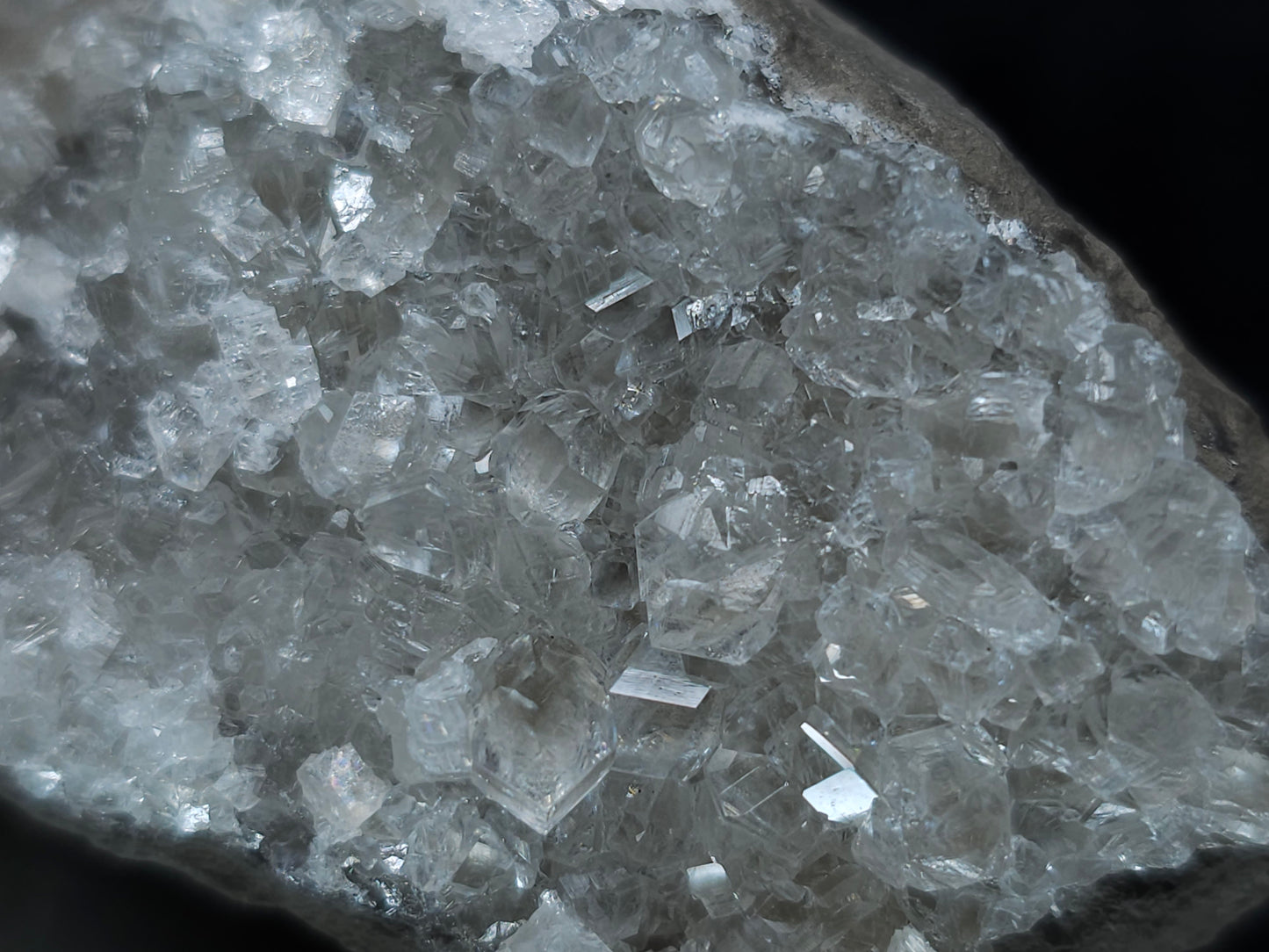 #33117 Super clear Nailhead Spar Calcite cluster with Chalcopyrite ore and multiple small fossils in the matrix