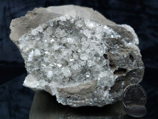 #33119 Super clear Nailhead Spar Calcite cluster with Chalcopyrite ore and multiple small fossils in the matrix
