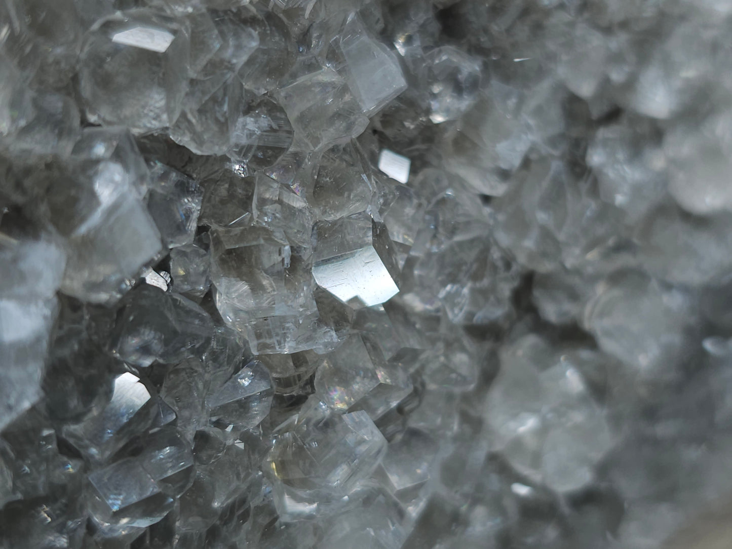 #33119 Super clear Nailhead Spar Calcite cluster with Chalcopyrite ore and multiple small fossils in the matrix