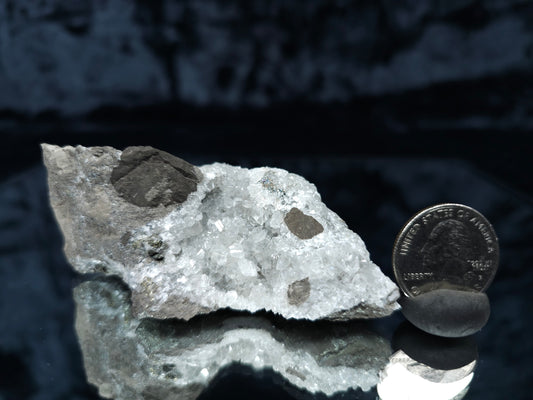 #33120 Super clear Nailhead Spar Calcite cluster with  Chalcopyrite ore and multiple small fossils in the matrix